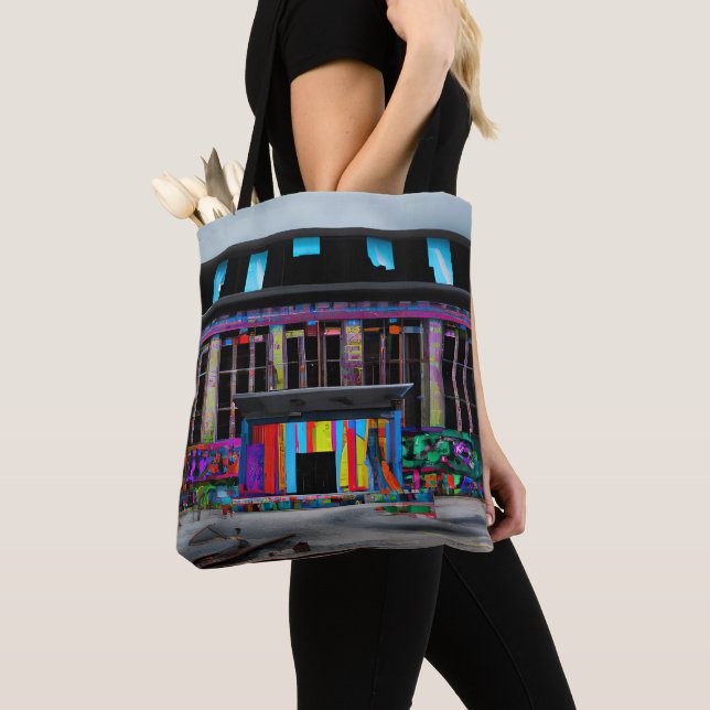 Colourful Abandoned Building Abstract AI Art Tote Bag (Close Up)