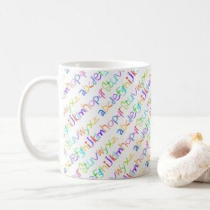 Colourful ABC Rainbow Crayons Kid's Handwriting Coffee Mug