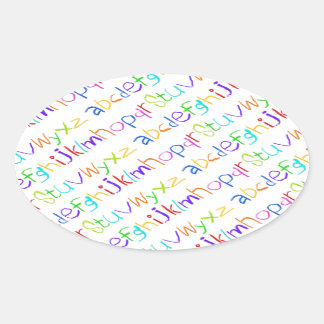 Colourful ABC Rainbow Crayons Kid's Handwriting Oval Sticker