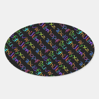 Colourful ABC Rainbow Crayons Kid's Handwriting Oval Sticker