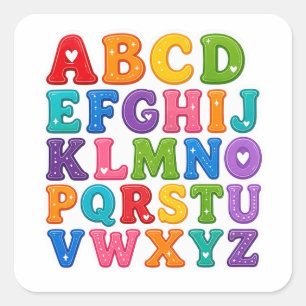 Colourful ABCD Alphabet Letters Design Sticker