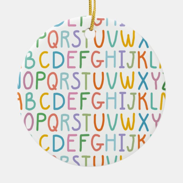 Colourful ABCs Ceramic Tree Decoration (Front)