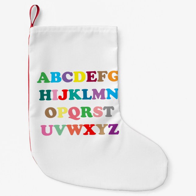 Colourful ABC's lettering Small Christmas Stocking (Front)