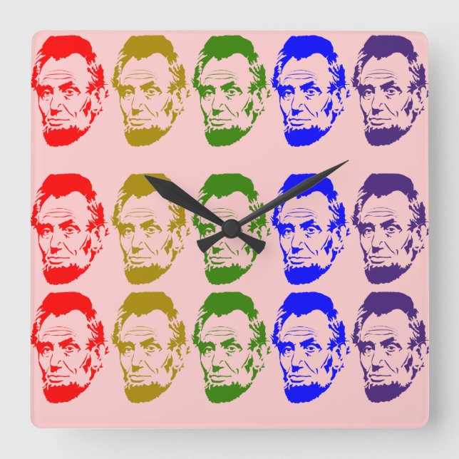Colourful Abe Lincoln Wall Clock Peach (Front)