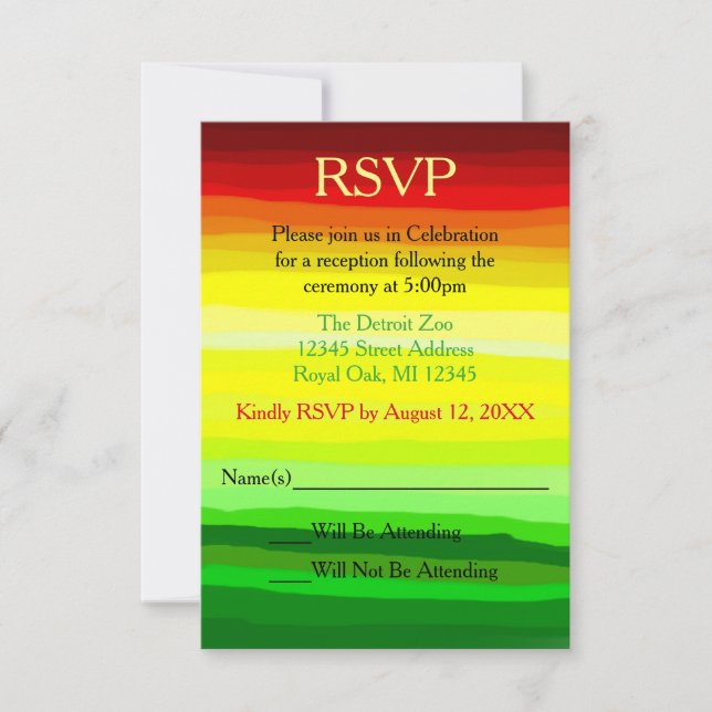 Colourful Abstact Landscape - Reception RSVP Card (Front)