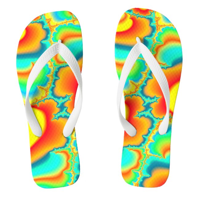 Colourful abstarct fractal psychedelic custom flip flops (Footbed)