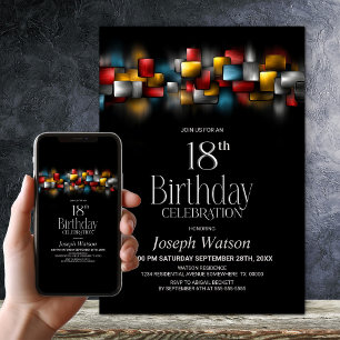 Colourful Abstract 18th Birthday Party Invitation