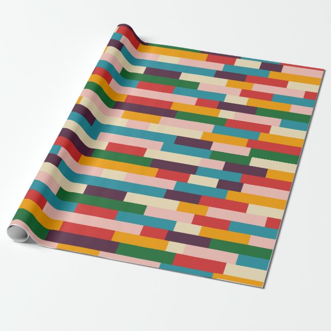 Colourful Abstract 70s 80s Retro Pattern Wrapping Paper (Unrolled)
