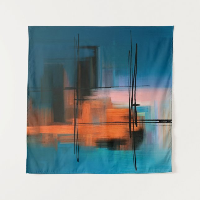 Colourful abstract acrylic painting. Surreal lands Tapestry (Front)