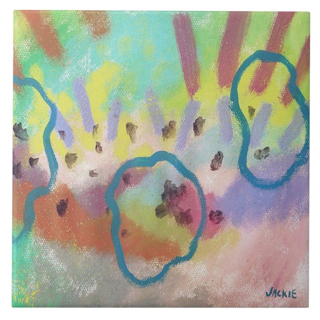 Colourful Abstract Acrylic Painting Tile (Front)