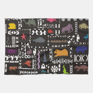 Colourful abstract African art Tea Towel