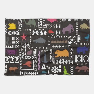 Colourful abstract African art Tea Towel