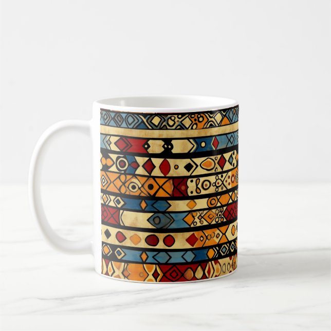 Colourful Abstract African Pattern Coffee Mug (Left)