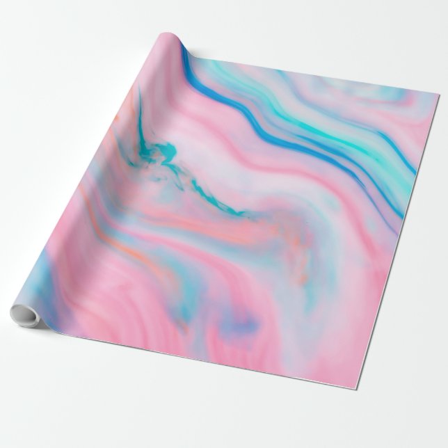Colourful abstract agate marble swirls wrapping paper (Unrolled)