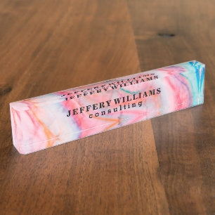 Colourful Abstract Agate Stone Pattern Nameplate