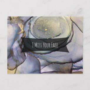 Colourful Abstract Alcohol Ink I Miss Your Face Postcard