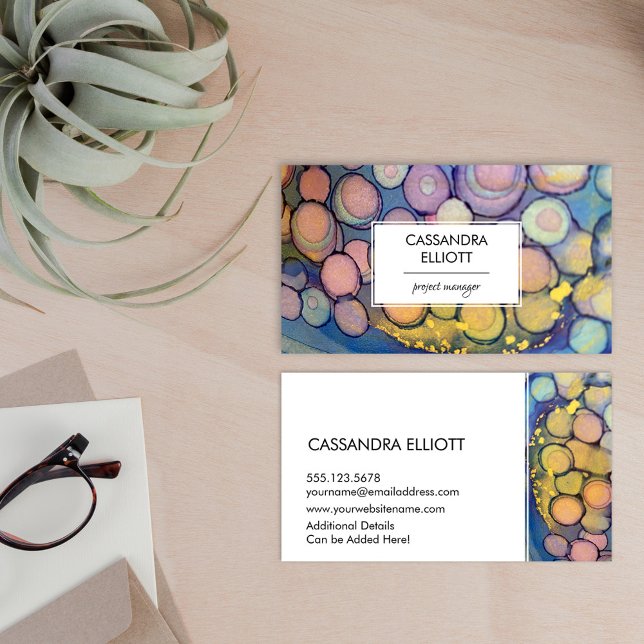 Colourful Abstract Alcohol Ink Liquid Art Business Business Card (Creator Uploaded)