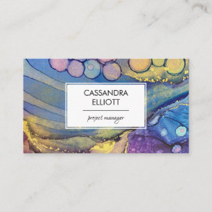 Colourful Abstract Alcohol Ink Liquid Art Business Card