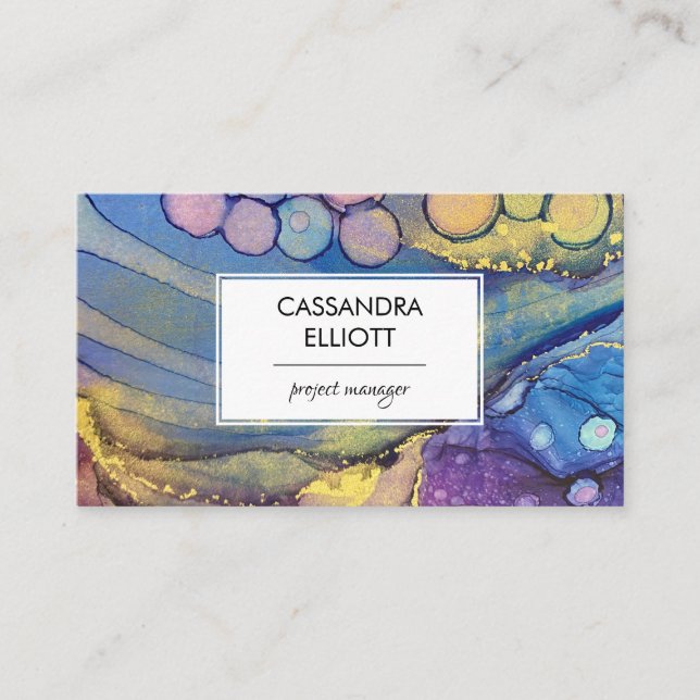 Colourful Abstract Alcohol Ink Liquid Art Business Card (Front)