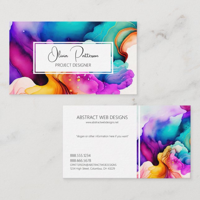 Colourful Abstract Alcohol Ink Liquid Style Business Card (Front/Back)