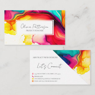 Colourful Abstract Alcohol Ink Style Business Card