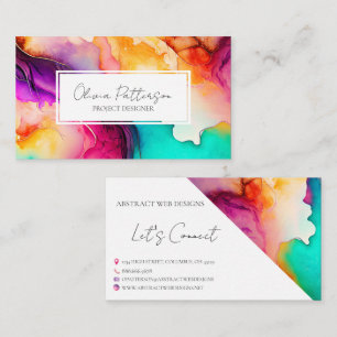 Colourful Abstract Alcohol Ink Style Business Card