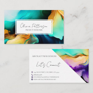 Colourful Abstract Alcohol Ink Style Business Card