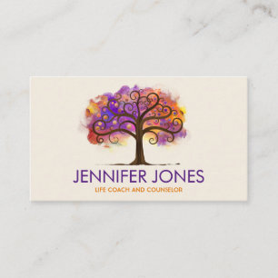 Colourful Abstract Alcohol ink Tree  Business Card