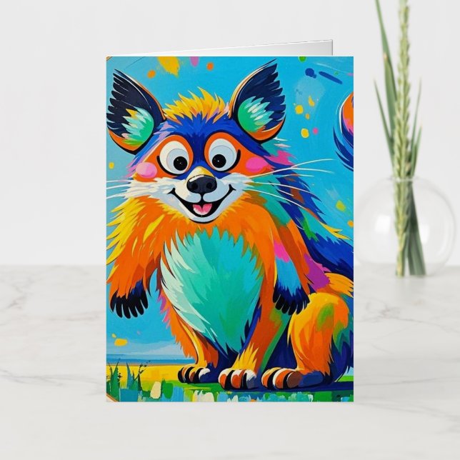 Colourful abstract animal art design  foil greeting card (Front)
