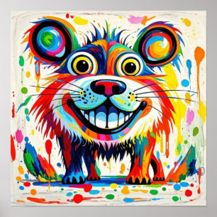 Colourful abstract animal art design poster