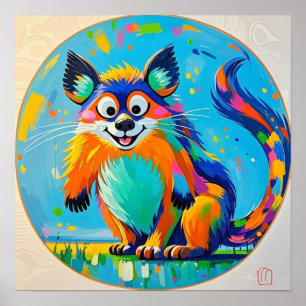 Colourful abstract animal art design poster