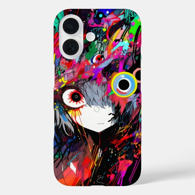 Colourful Abstract Anime Girl Case-Mate iPhone Case (Back)