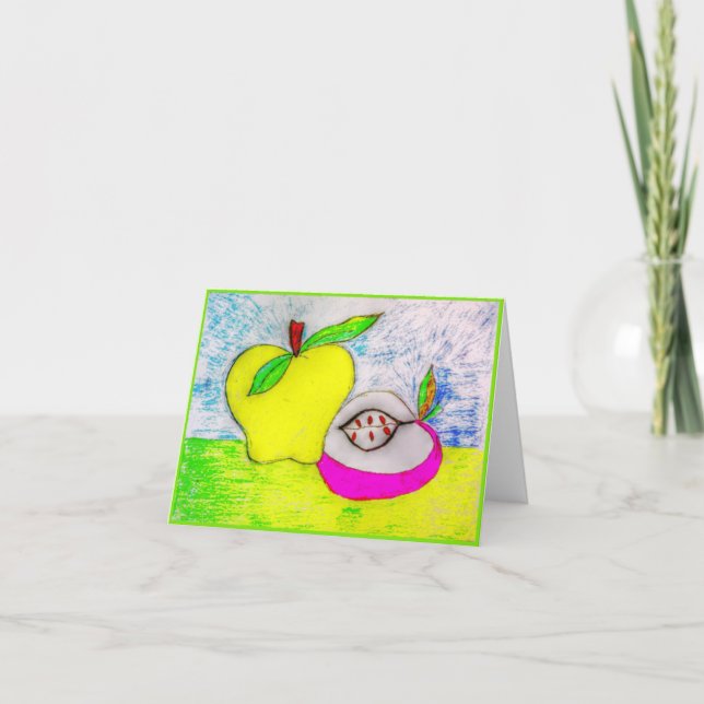 Colourful Abstract Apples Note Card (Front)