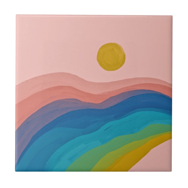 Colourful Abstract Art - Artsy Home Decor Tile (Front)