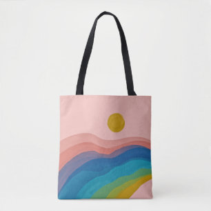 Colourful Abstract Art Artsy Pink Yellow Blue Gift Tote Bag