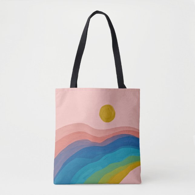 Colourful Abstract Art Artsy Pink Yellow Blue Gift Tote Bag (Front)