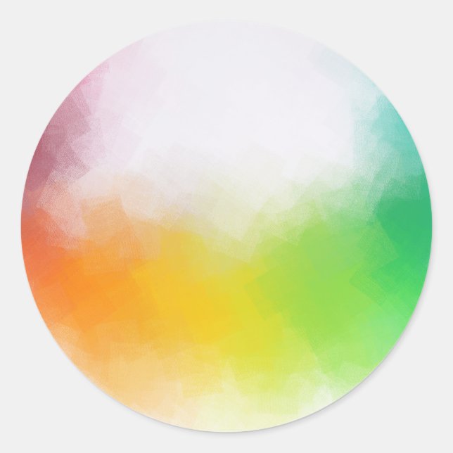 Colourful Abstract Art Blank Template Yellow Orang Classic Round Sticker (Front)