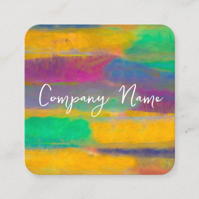 colourful abstract art bold and bright custom  square business card (Front)