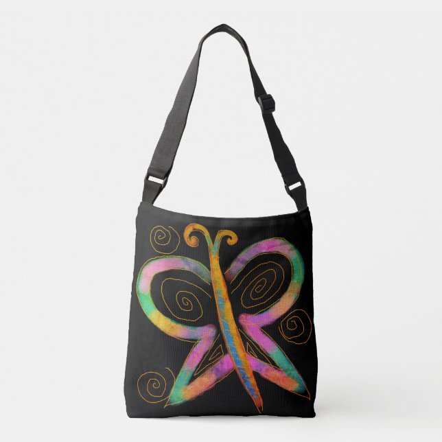 Colourful Abstract Art Butterfly Crossbody Bag (Front)