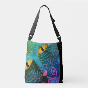 Colourful Abstract Art Cat Face Crossbody Bag