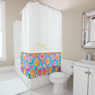 Colourful Abstract Art Circles Bath Decor Modern Shower Curtain