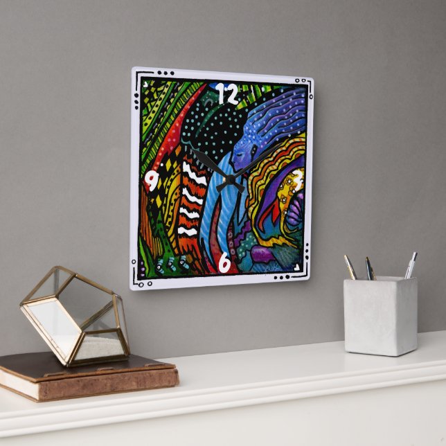 Colourful Abstract Art Clock (Office)