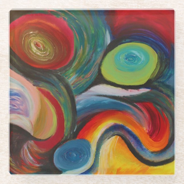 Colourful abstract art coaster (Front)