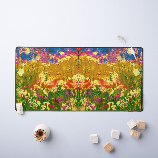 Colourful Abstract Art Colourful Garden Desk Mat (Kids Table)