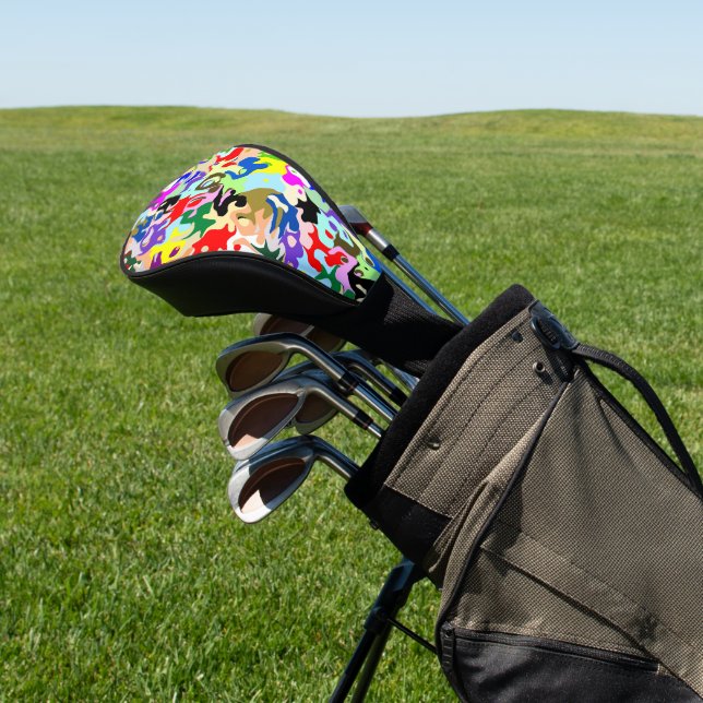 Colourful Abstract Art Design Golf Head Cover (In Situ)