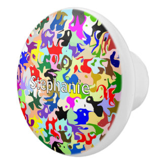 Colourful Abstract Art Design Personalised Ceramic Knob