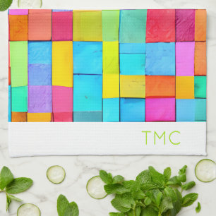 Colourful Abstract Art INITIALS Modern Decor Fun Tea Towel