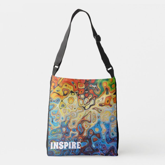 Colourful Abstract Art Inspire Blue Red Yellow Fun Crossbody Bag (Back)