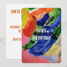 Colourful Abstract Art Kids Birthday Invitation