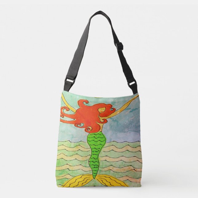 Colourful Abstract Art Mermaid Crossbody Bag (Front)